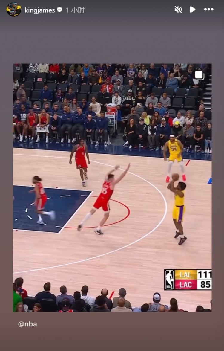  為你驕傲！布朗尼投進NBA生涯首記三分球！詹姆斯賽后轉(zhuǎn)發(fā)