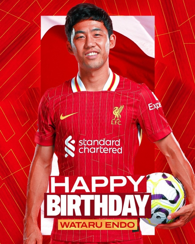  利物浦祝遠(yuǎn)藤航32歲生日快樂(lè)，球員加盟紅軍至今出戰(zhàn)62場(chǎng)比賽