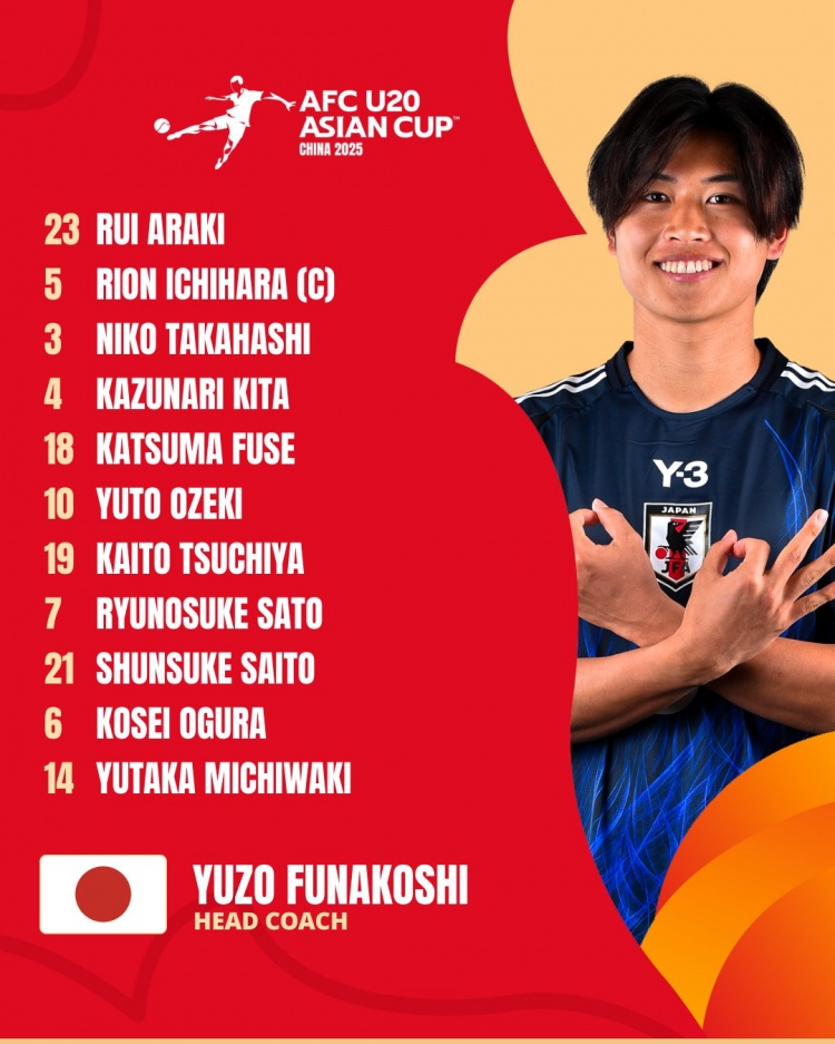  日本U20vs敘利亞U20首發(fā):高橋仁胡、佐藤龍之介出戰(zhàn) 高岡伶颯替補(bǔ)